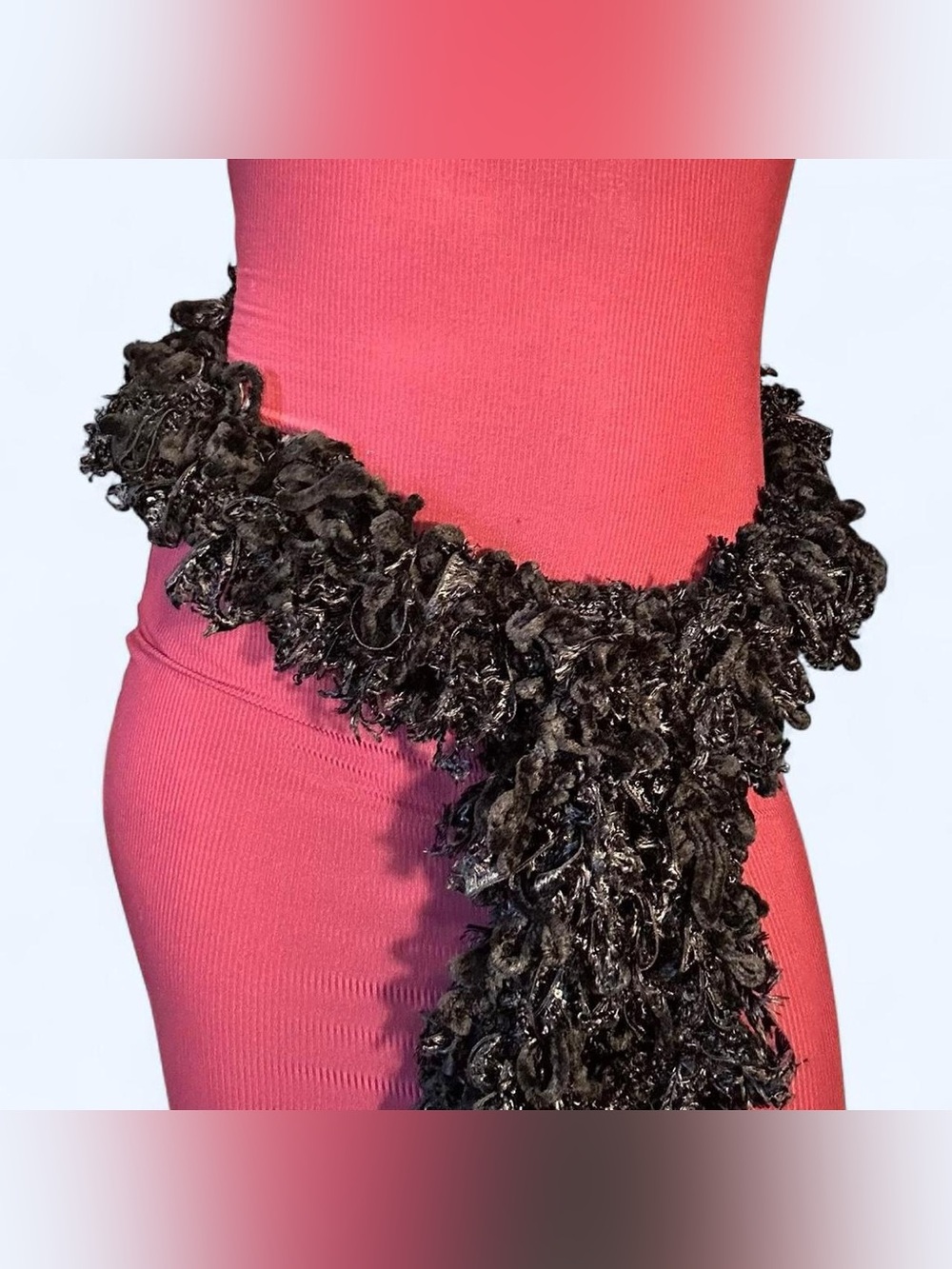 Y2K Black Fur Scarf Belt by Cejon!